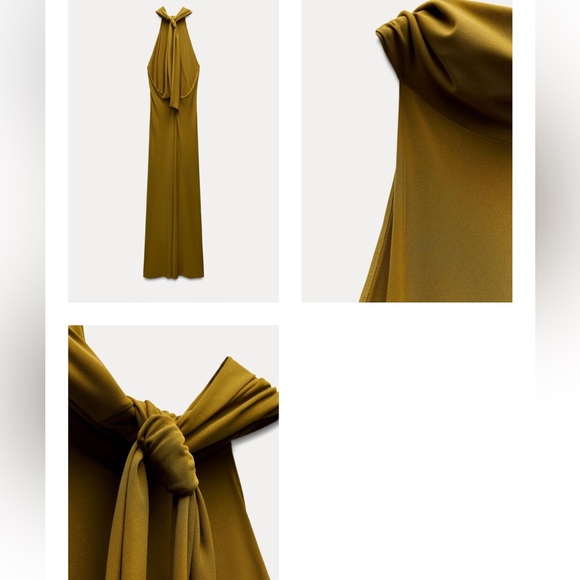 Last day sale! LONG OPEN BACK HALTER DRESS Elegant Mustard Sleeveless Dress. WOW - Picture 9 of 12